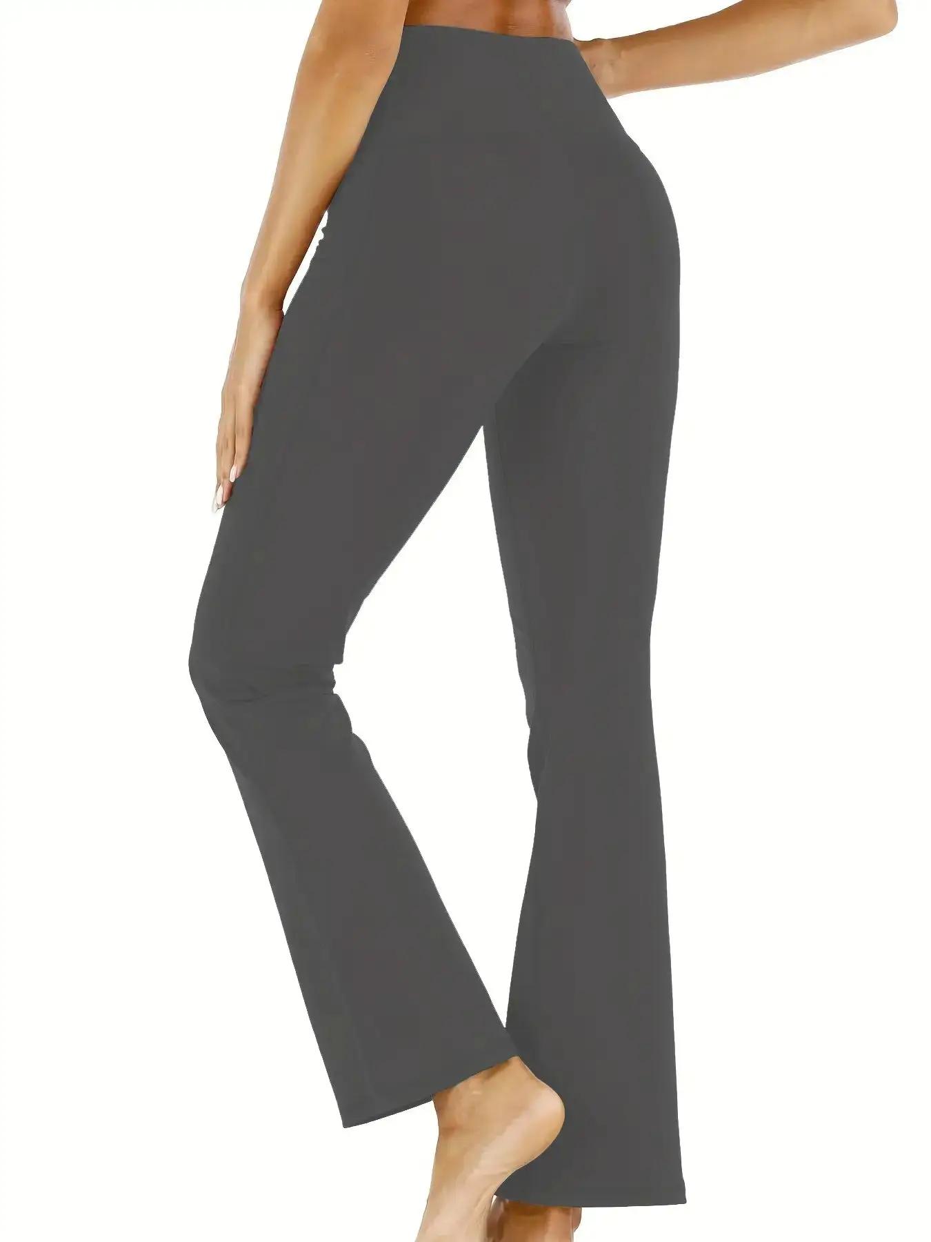 Pantalon évasé avec poches pour femmes - Yoga à jambes évasées et taille haute ventre plat