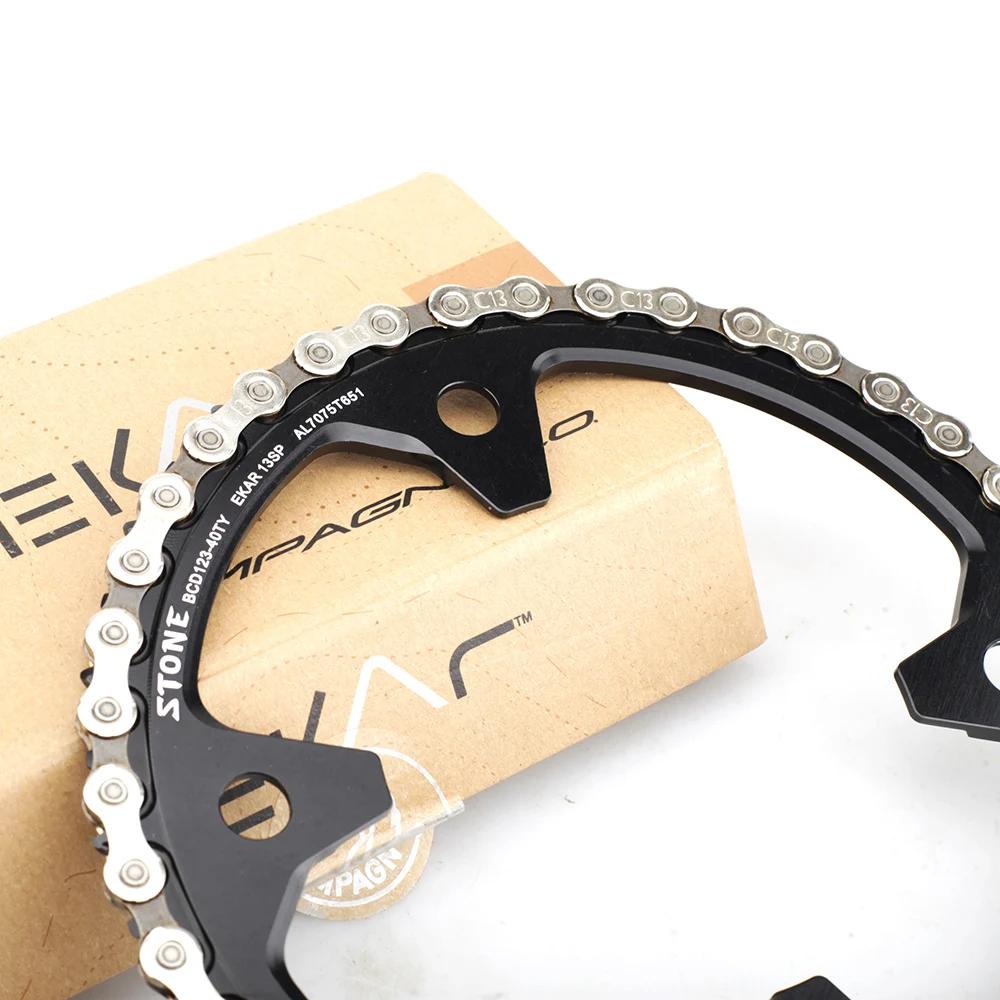 Plateau de vélo en pierre BCD123 38T - 50T, anneau de chaîne circulaire, 4 bras, dents étroites et l
