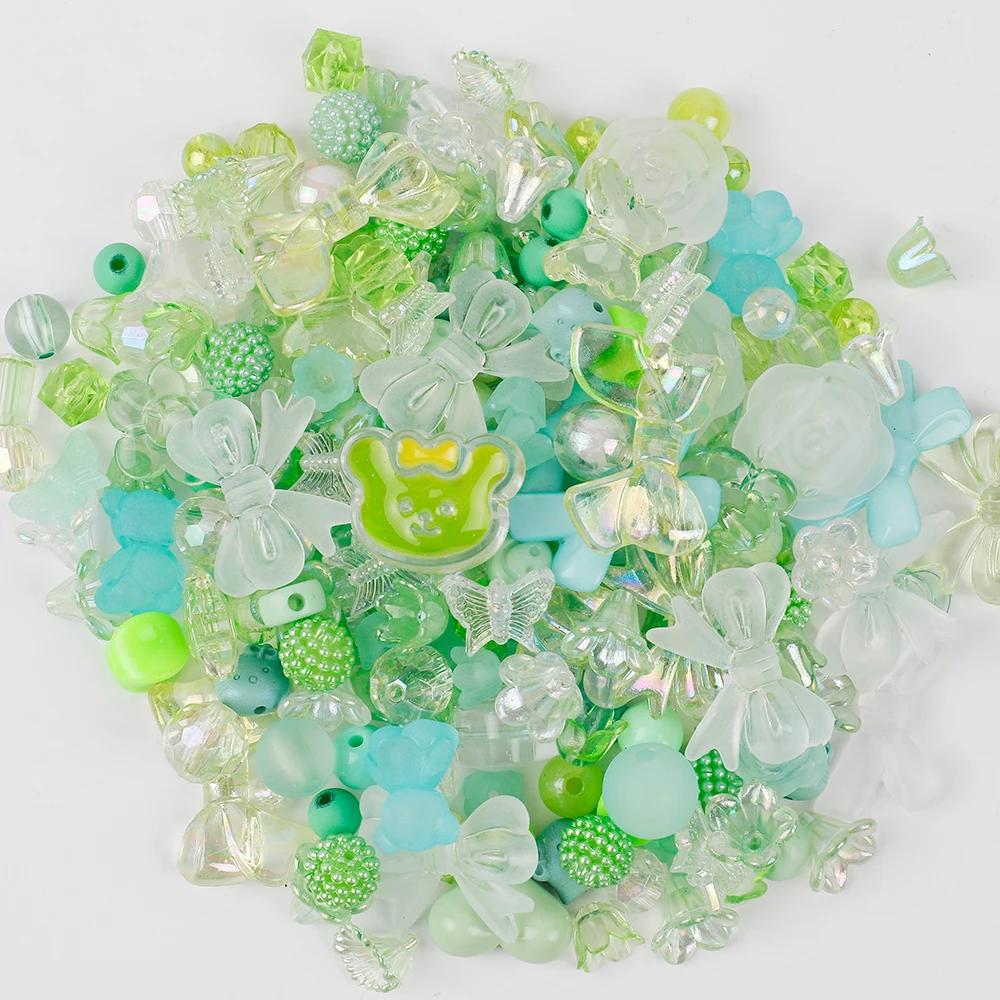 Perles acryliques de taille mixte aléatoire, 50g, perles de fleurs en forme de cœur souriant pour br