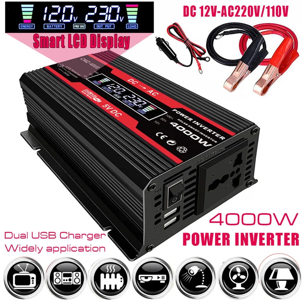 Onduleur à onde sinusoïdale modifié 4000W cc 12V à AC 110V/220V, affichage LCD, convertisseur de pui