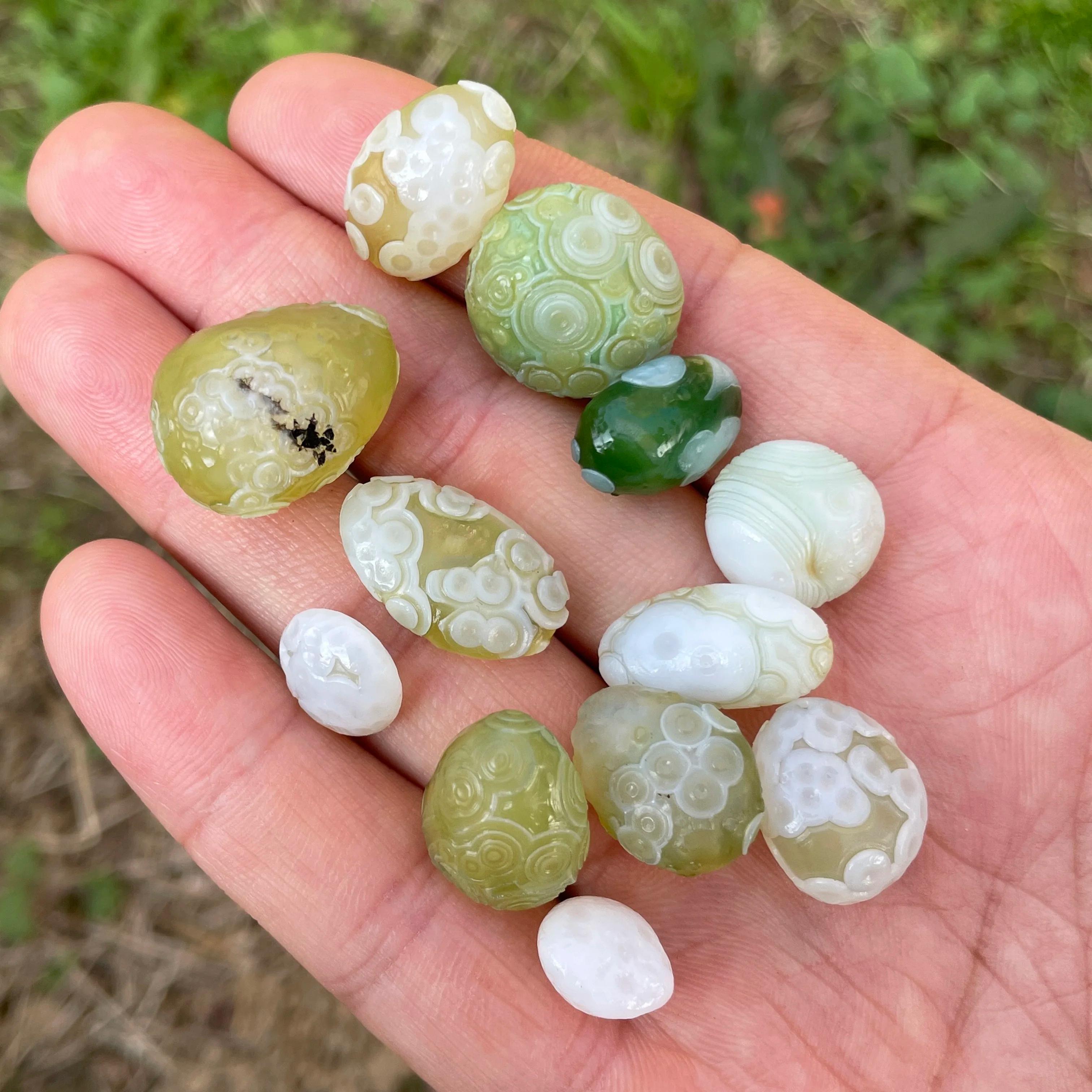 Agate Sardonyx Vert Naturel d'Alxa Gobi, Spécimen de Roche, Pierre de Guérison Énergétique, Décorati
