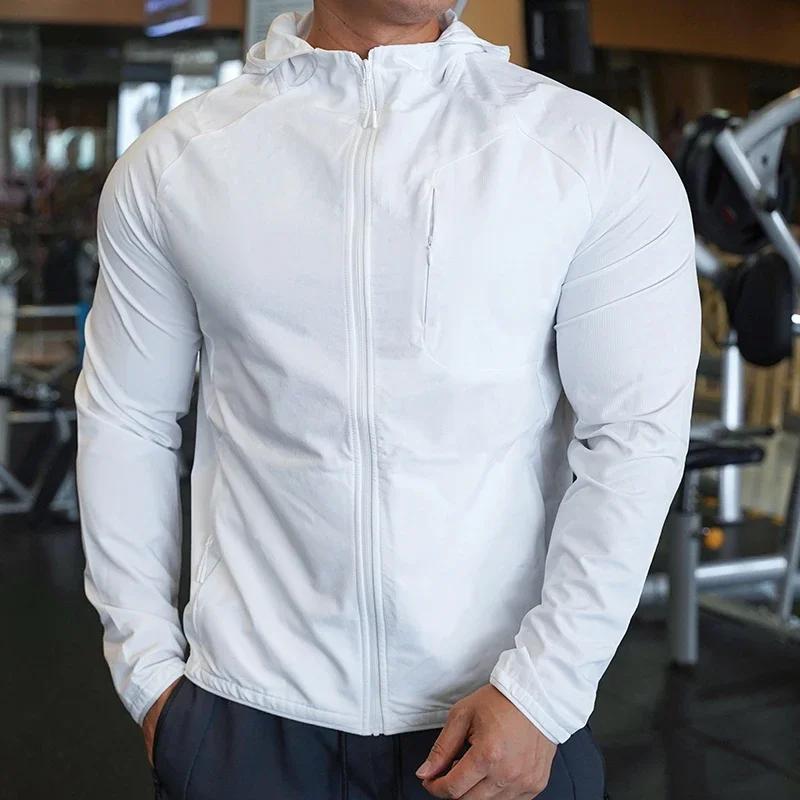 Manteau de dehors en Nylon de Haute Qualité pour Homme, Sweat à Capuche de Fitness, d'Entraînement e