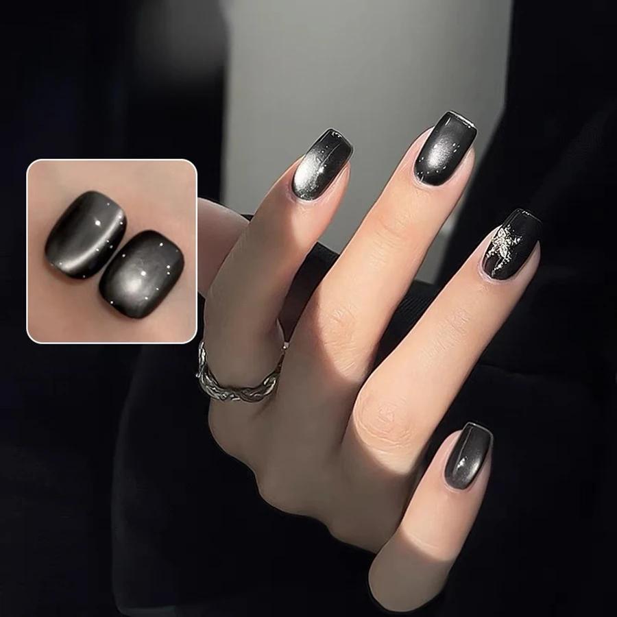 1-24 pièces WS Style japonais verre noir chat Gel magnétique vernis à ongles Nail Art manucure Varni