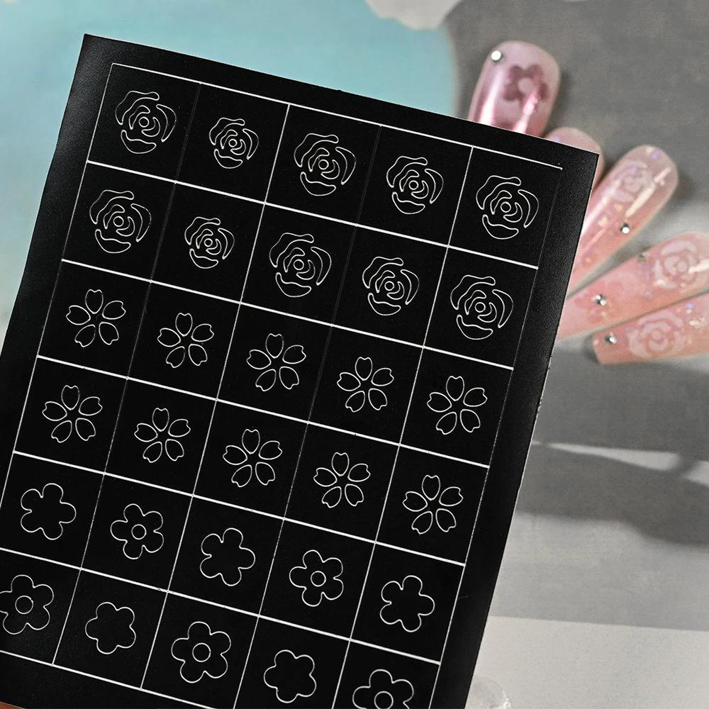 Autocollants pour ongles, pochoir d'aérographe, 24 modèles, 1 pièce, papillon/cœur/ligne française,