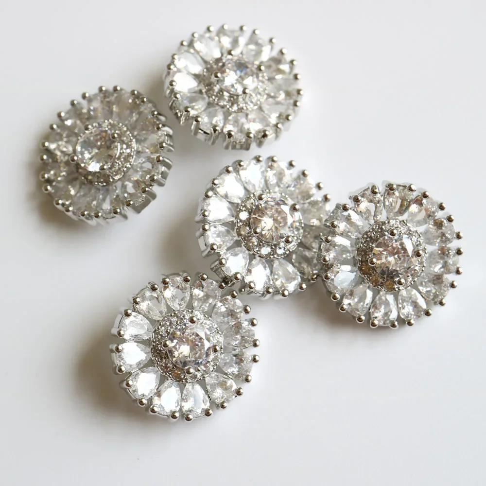 Boutons en cristal de luxe, 5 pièces/lot, bouton en zircone cubique pour manteau, couture décorative