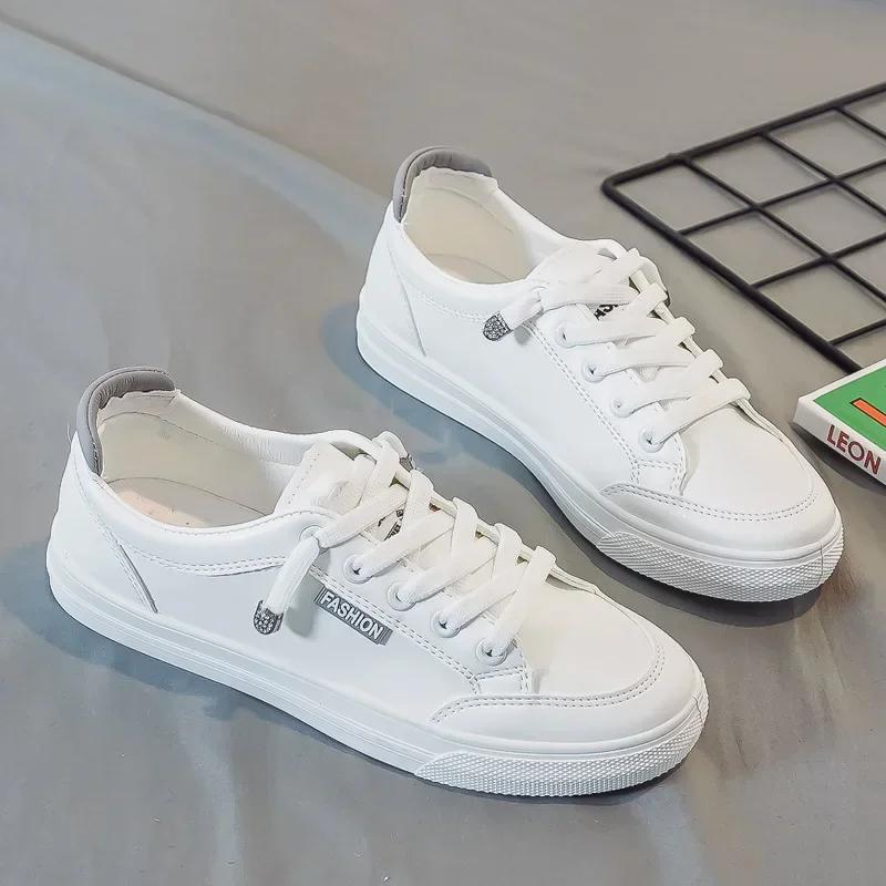 Baskets De marche en plein air femmes chaussures De course mode d'été blanc en cuir PU à lacets resp