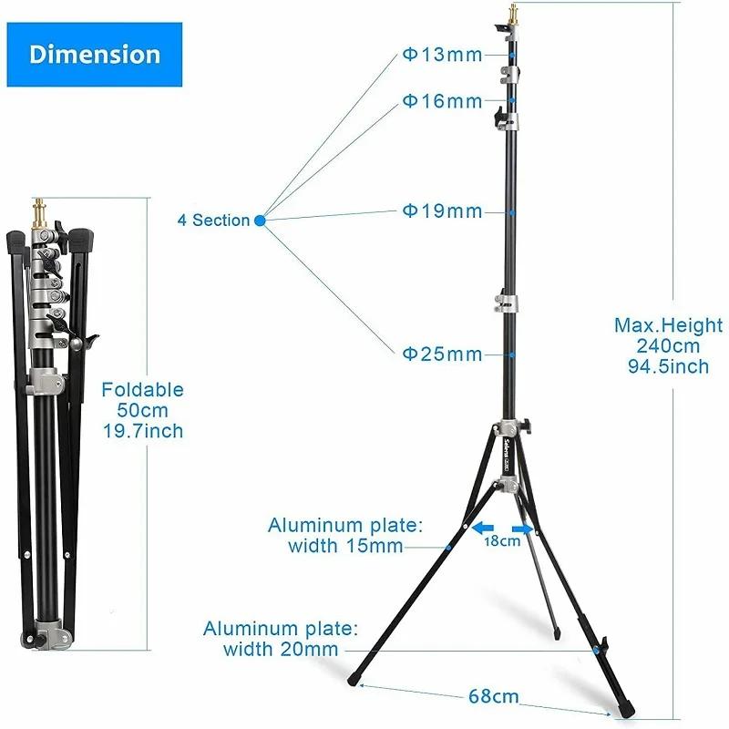 Trépied multifonction Selens 220 cm en aluminium pliable, kits de studio photo portables, accessoire