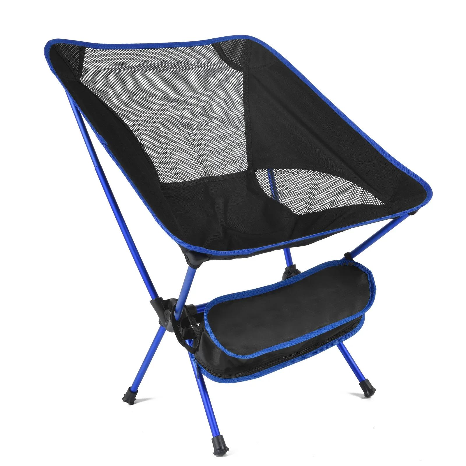 Chaise de Camping pliante légère, chaise d'extérieur Portable en alliage d'aluminium avec dossier pa