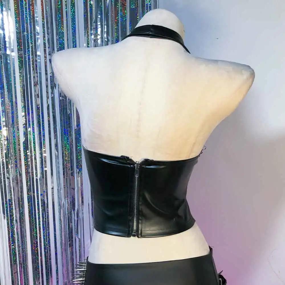 Débardeurs Gothiques Y2K Cybergoth pour Femmes, Vêtements Emo, Tops Corset Gothiques avec Chaîne, So