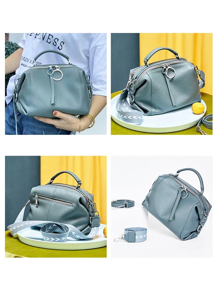 Zency élégant sac à main en cuir véritable femmes sac à bandoulière grande capacité Simple moyen sac
