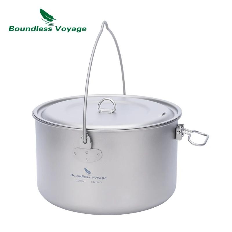 Pot de camping titane 2900ml léger - Marmite suspendue pour randonnée et trekking homme