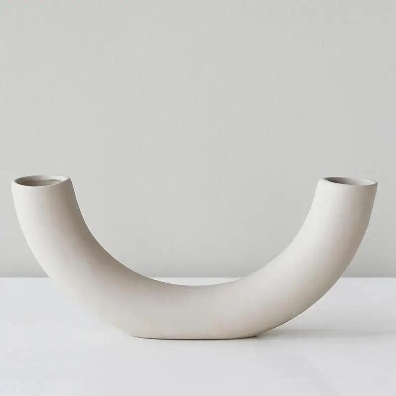 Vase Circulaire Minimaliste en Céramique Fait à la Main, Parfait pour votre Anniversaire, Jour de Fa