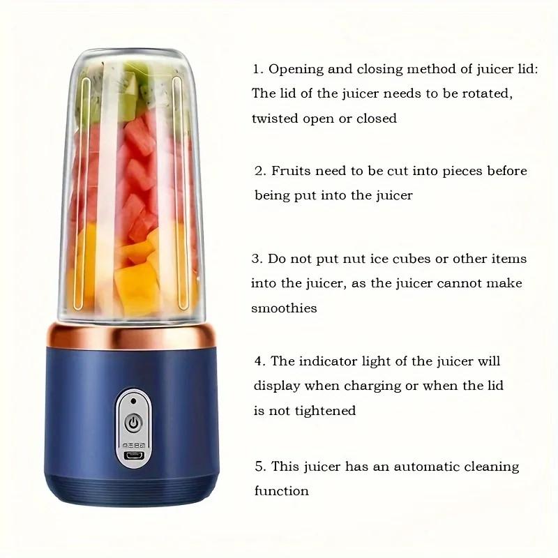 Mélangeurs de jus de fruits portables, Mini bouteille électrique personnelle d'été, USB, 6 lames, pr