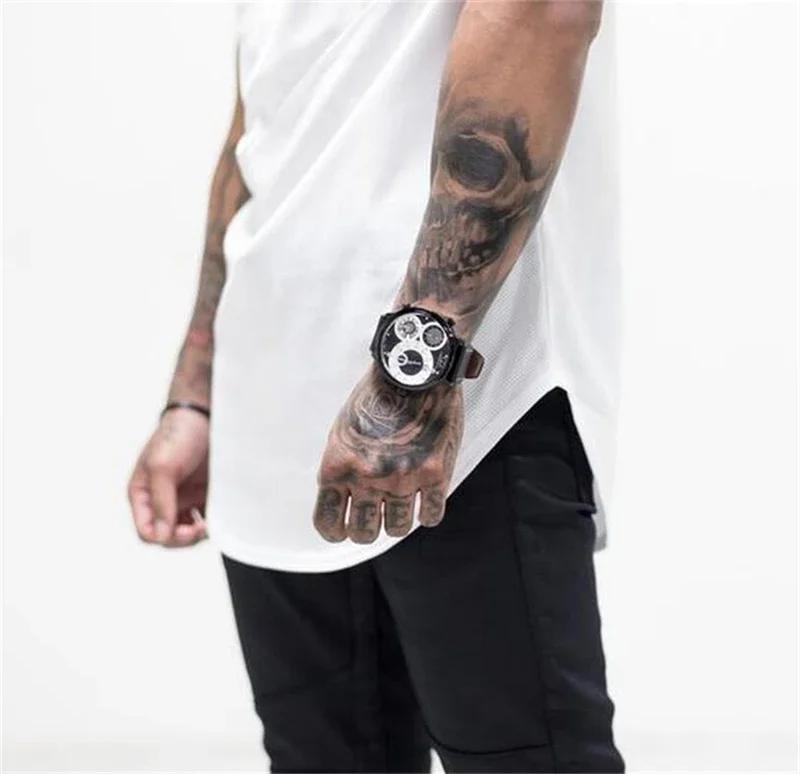 Vêtements d'entraînement musculaire pour hommes, T-shirts respirants en coton, coutures de couleur c