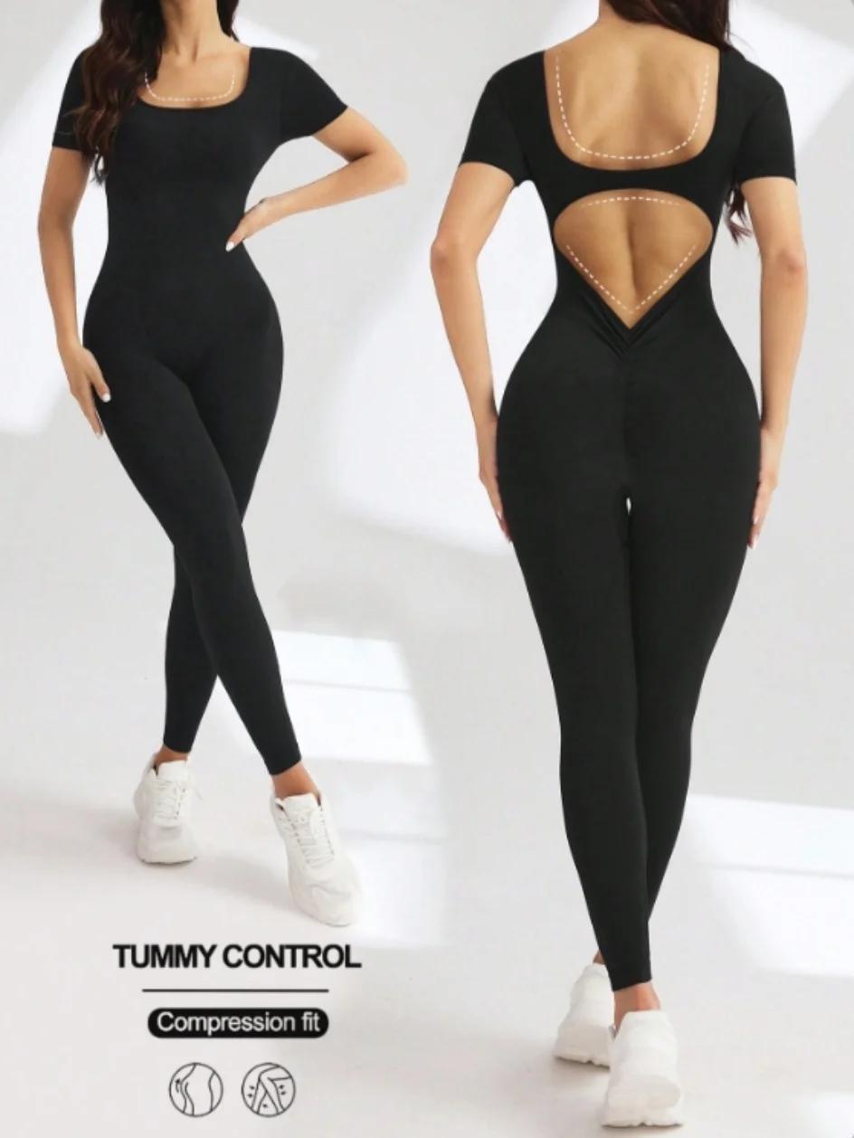Body une pièce spandex sans couture levage hanches vêtement sport fitness femmes