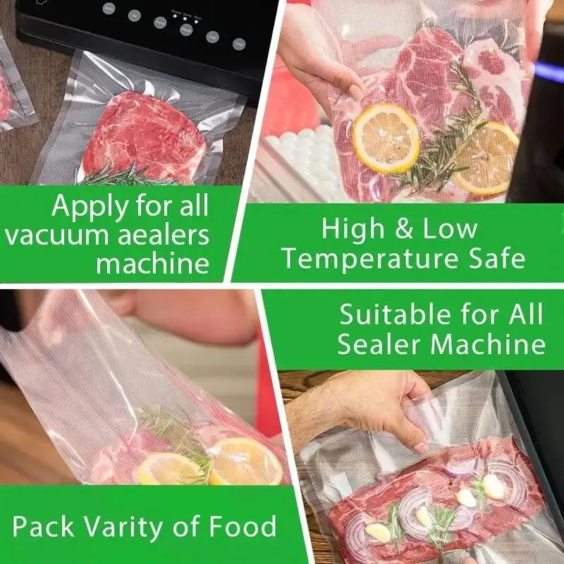 SaengQ-Lot de rouleaux de sacs sous vide pour scelleuse, 12/15/20/25/30x500cm, sachets frais et long