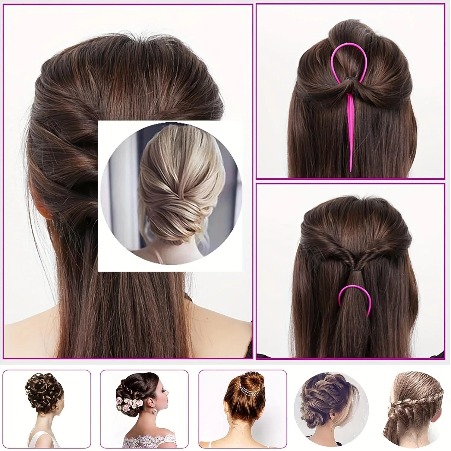 WANMEI – outil de bandeau 4 pièces, outil de tressage de cheveux avec peigne à queue de souris, diss