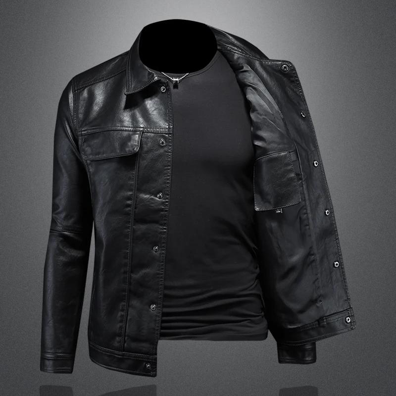 2024 Automne et Hiver Nouveau Hommes De Mode Beau avec Solide document Boutique Revers Moto Manteau