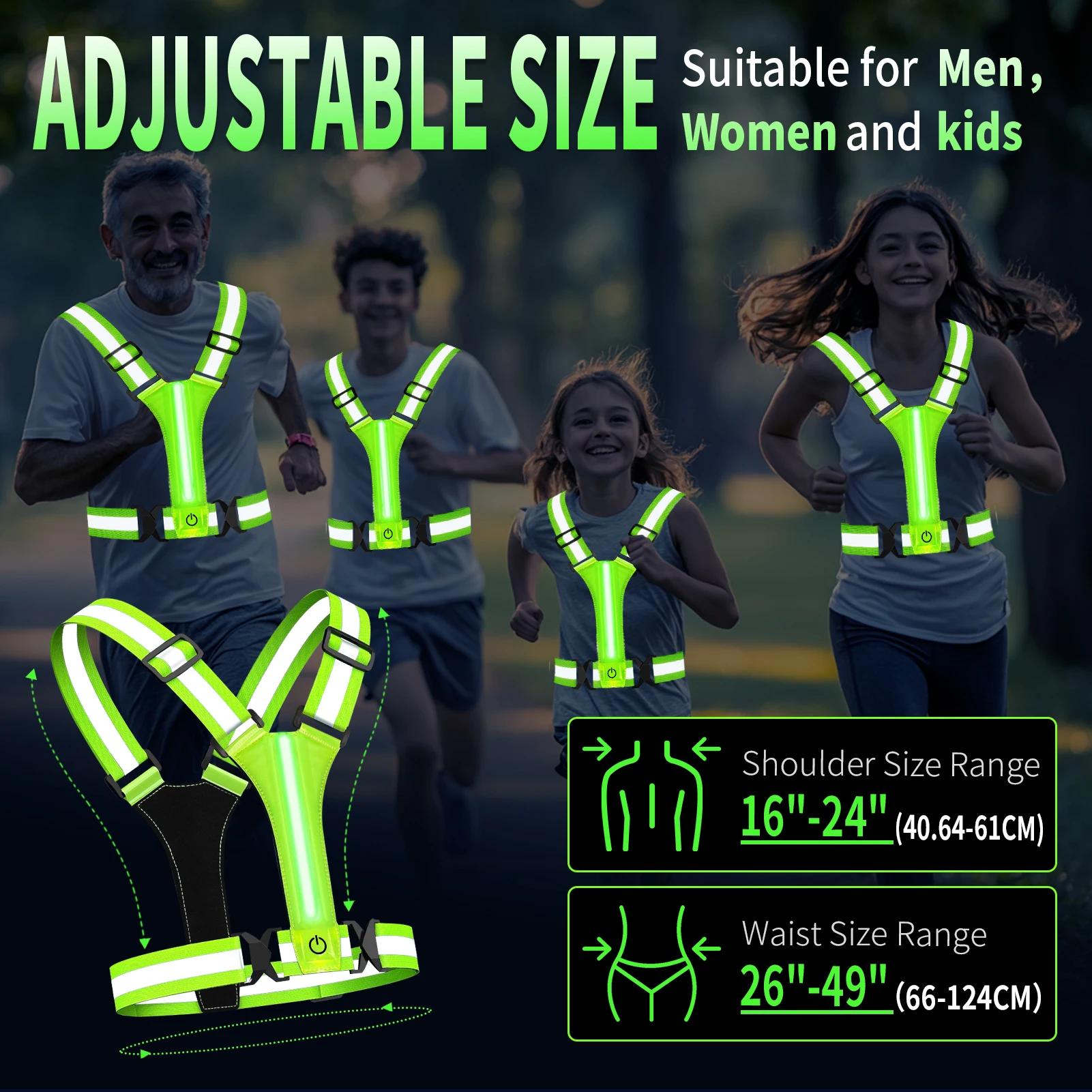Gilet de course LED réfléchissant, Rechargeable par USB, gilet de sécurité pour cyclisme, haute visi