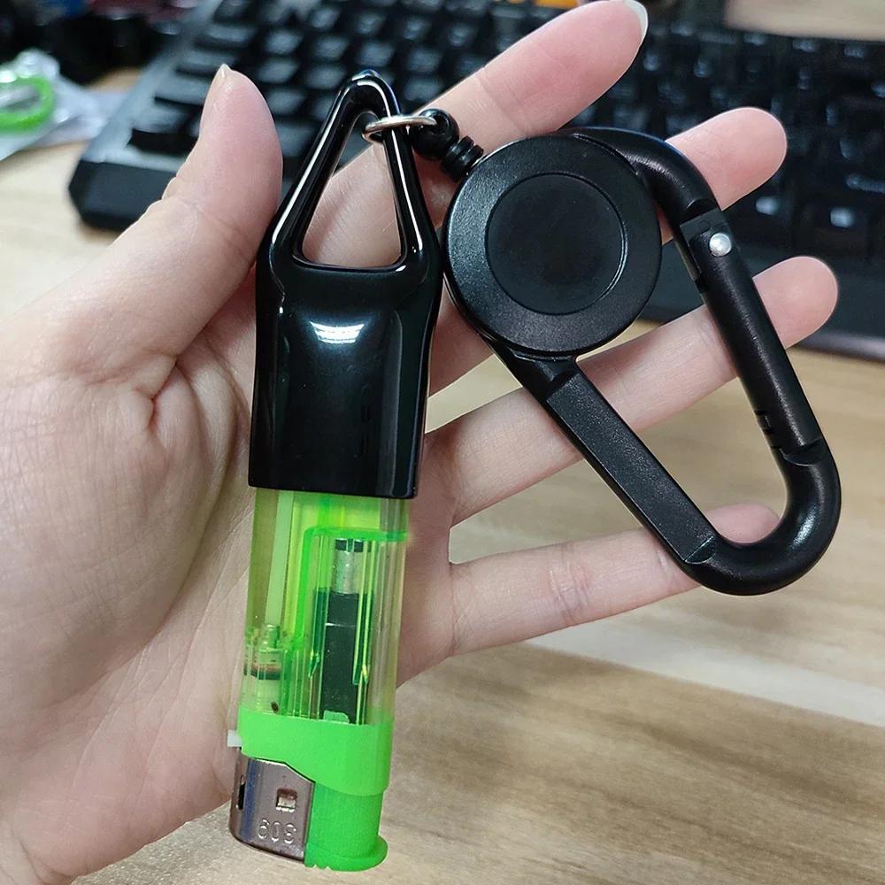 Lot de 10 étuis porte-briquet colorés avec clip, accessoire pour fumeurs, avec mousqueton rétractabl