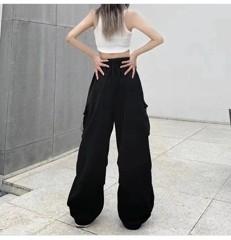 Pantalon d'outillage rétro américain pour femme, drapé à faisceau droit, joker d'été, ample, jambes