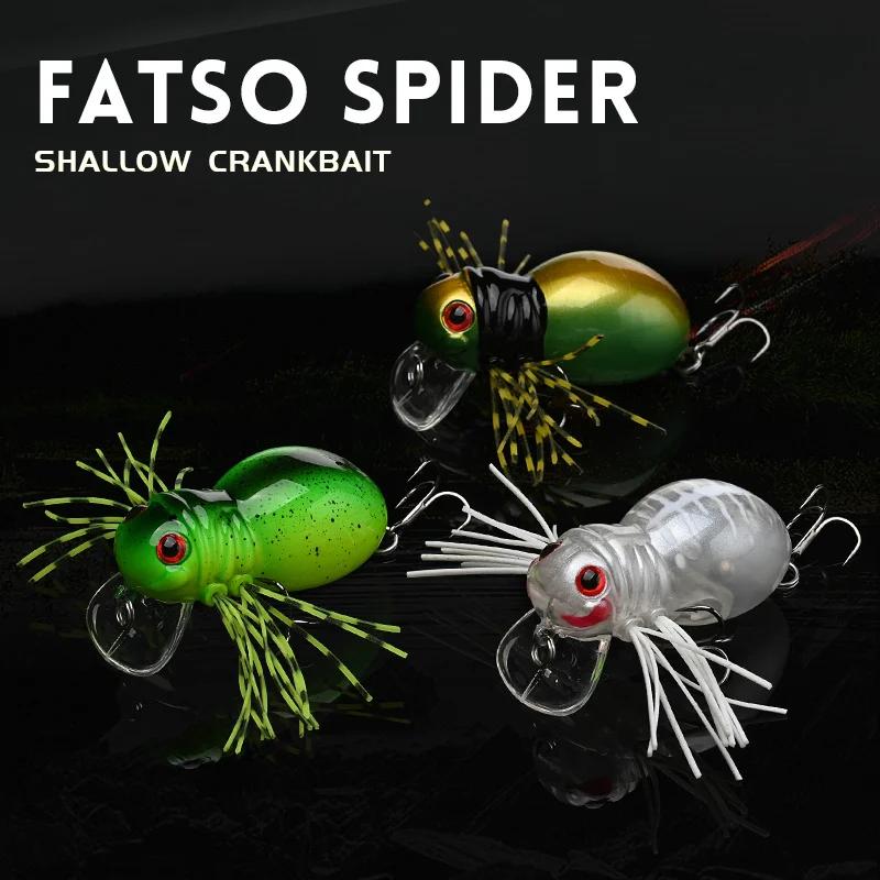 ALLBLUE FATSO SPIDER Topwater peu profond manivelle 41MM 6.2G roulant insecte leurre de pêche Wobble
