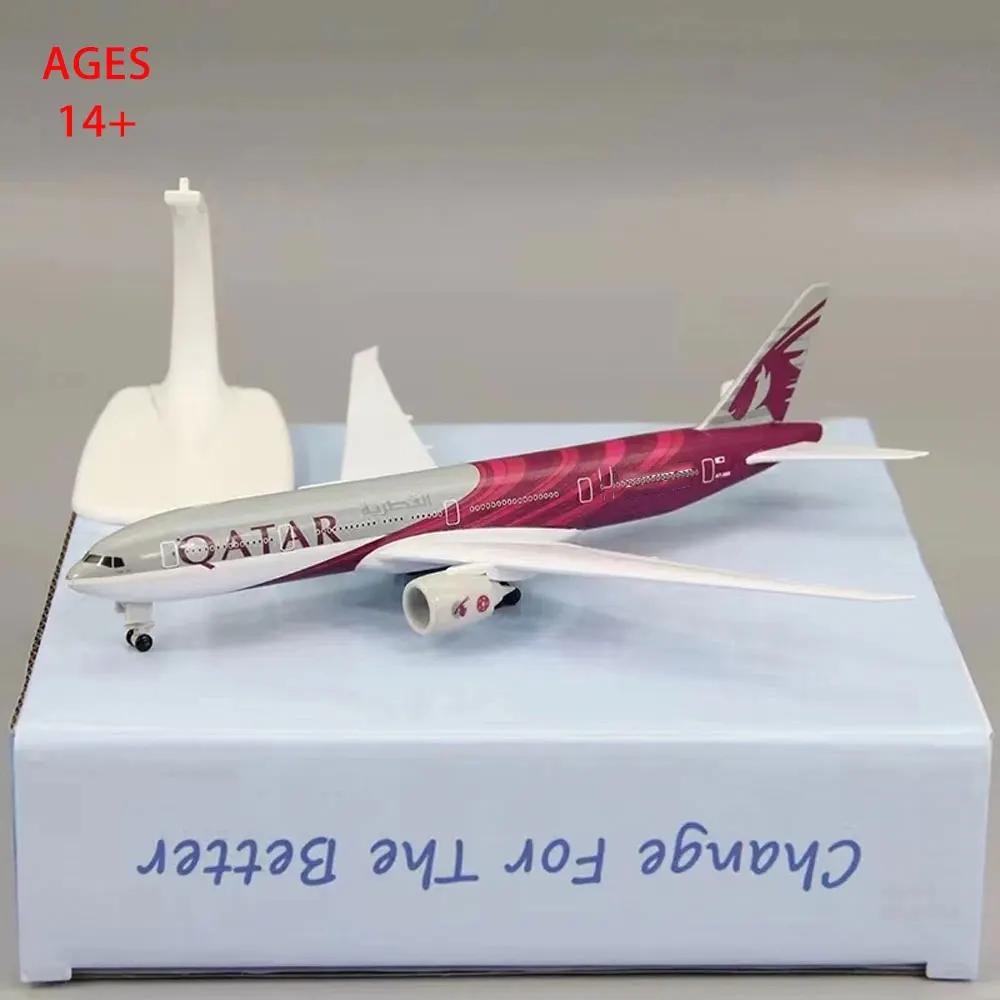 Air Qatar en alliage métallique, modèle d'avion moulé sous pression, roues d'avion lavables, engrena