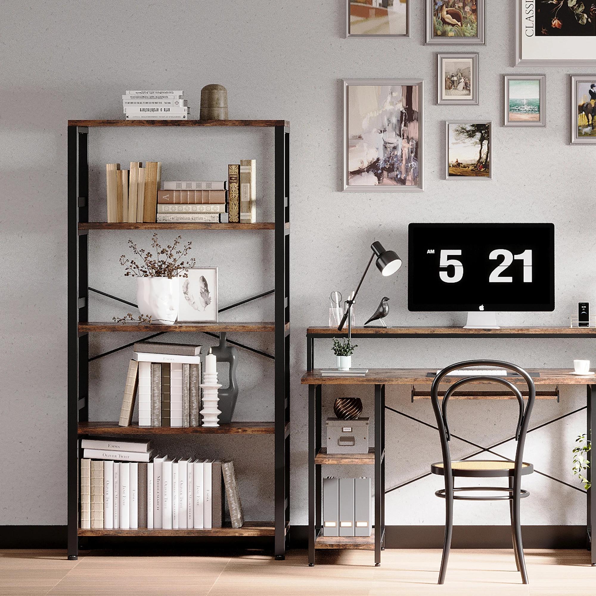 IRONCK Étagères et bibliothèques, étagère de 31,5 pouces de large, bibliothèque à 5 niveaux de style