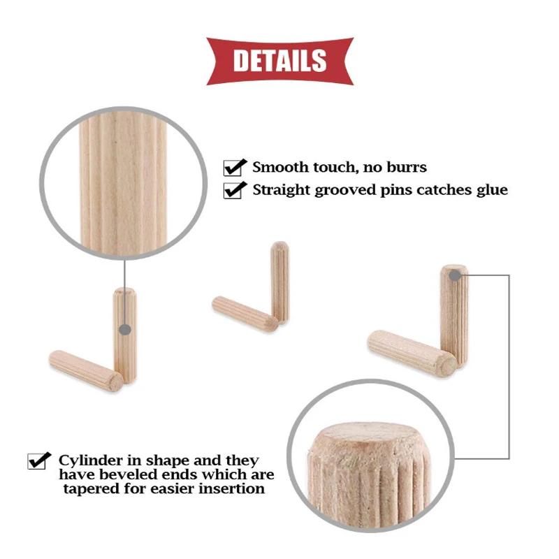 100/50pcs cheville en bois armoire tiroir rond cannelé bois artisanat cheville broches tiges ensembl