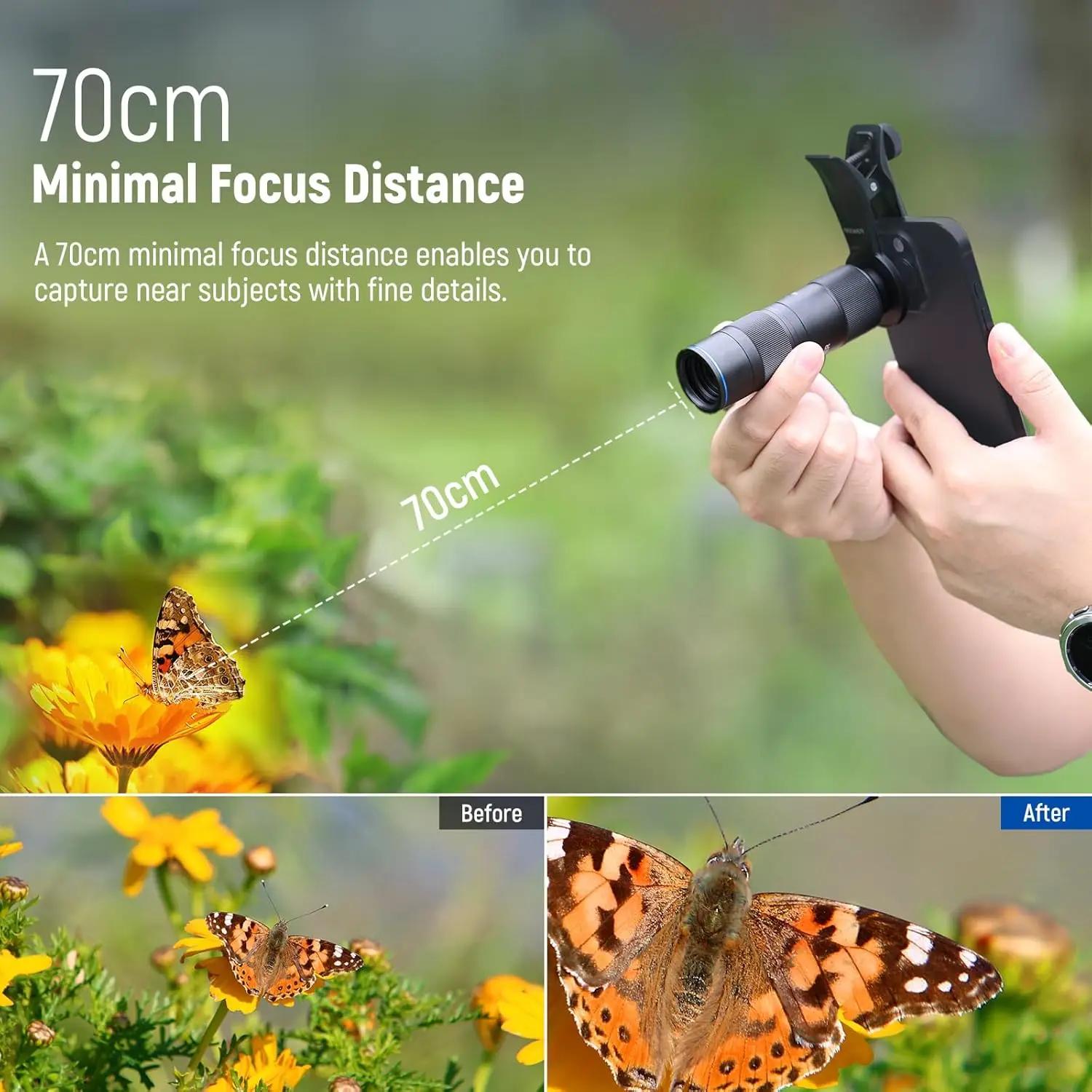 NEEWER – téléobjectif de caméra de téléphone 400mm, avec Clip d'objectif fileté de 17mm, Distance de