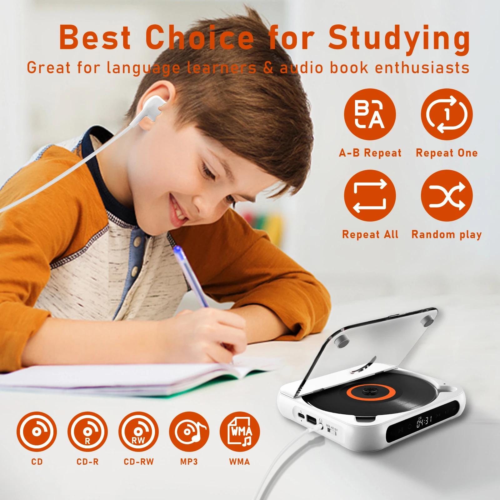 Lecteur CD KC918 - Haut-parleur Bluetooth portable, écran LED, lecteur stéréo, qualité sonore HIFI,