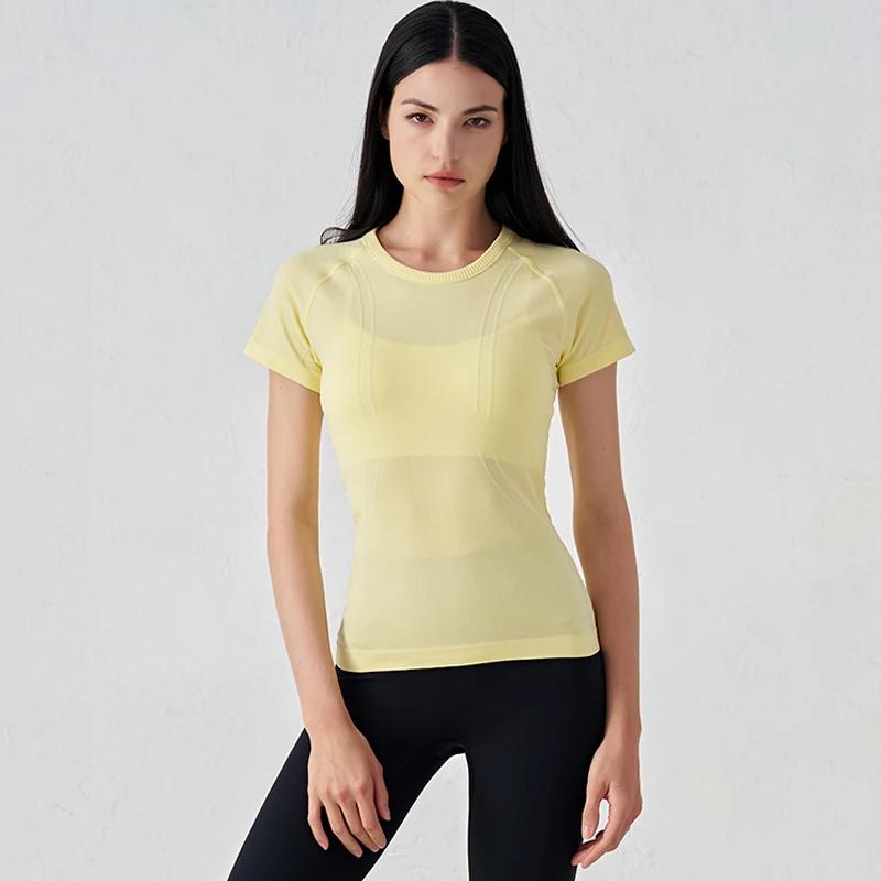 SOISOU femmes haut sans couture sec rapide respirant gymnase Yoga à manches courtes t-shirts Fitness