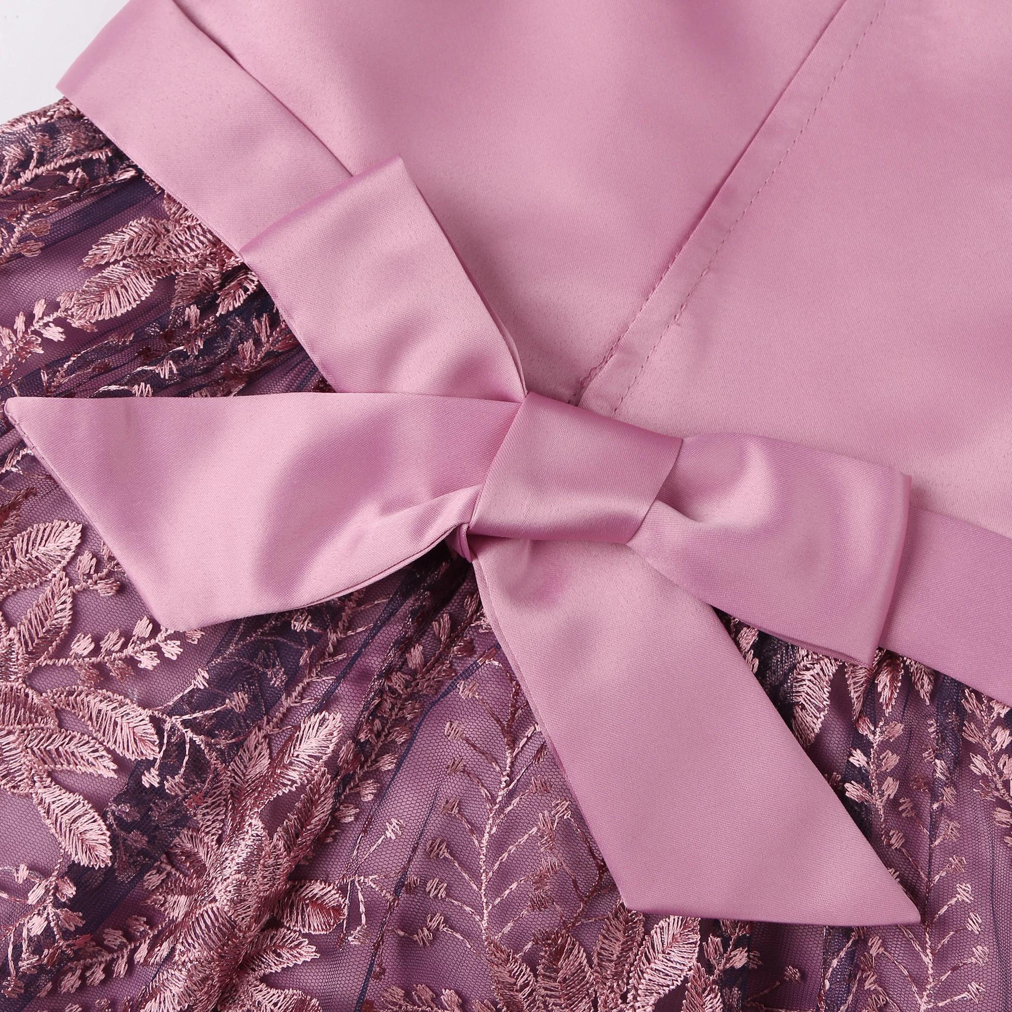 Robe Pompadour en gaze pour filles, tenue de vacances en dentelle pour enfants, tenue élégante à la