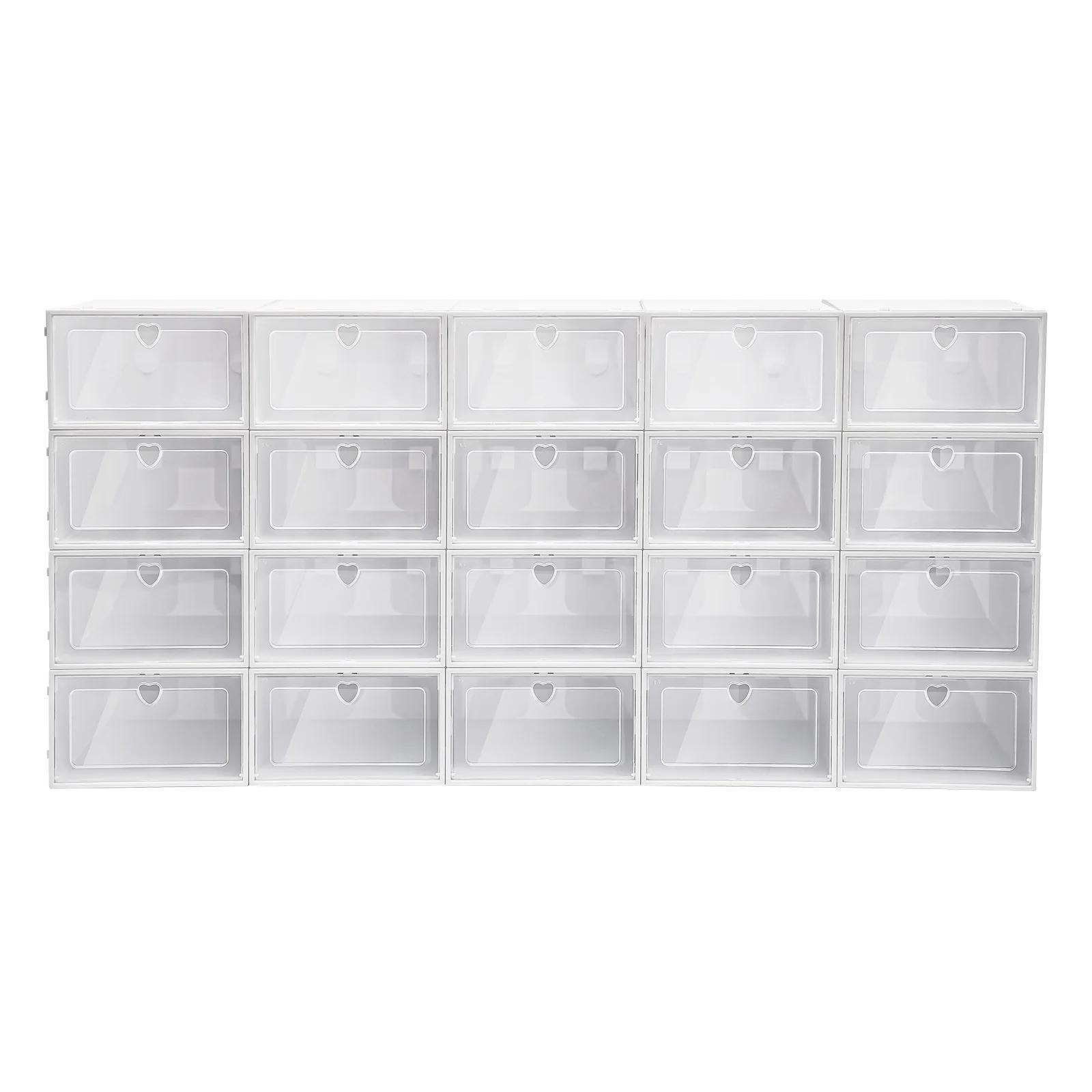 Boîtes à chaussures pliables, organisateurs de chaussures en plastique, étuis de rangement empilable