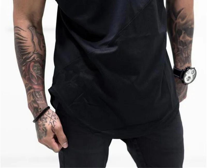 Vêtements d'entraînement musculaire pour hommes, T-shirts respirants en coton, coutures de couleur c