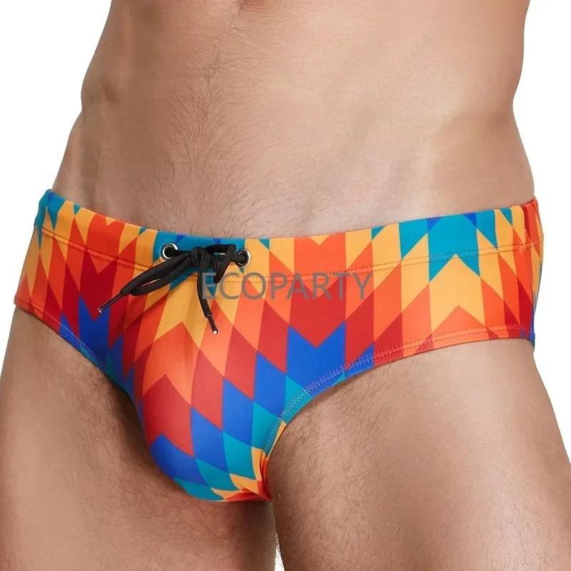 Short de surf imprimé géométrique pour hommes, maillot de bain masculin, vêtements de surf, maillots