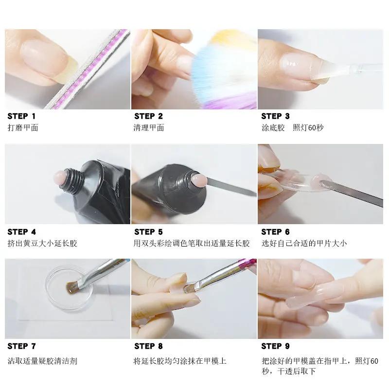 Gel d'extension d'ongles en Poly acrylique, 30ml, UV LED, Extension rapide du modèle en cristal, col