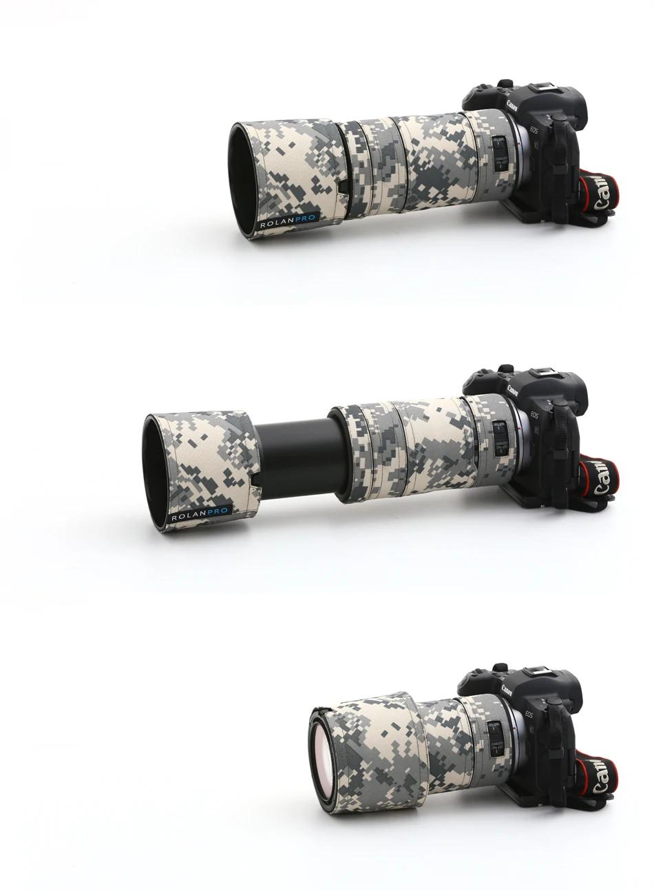ROLANPRO manteau d'objectif étanche pour Canon RF 100-400mm F5.6-8 IS USM Camouflage housse de pluie