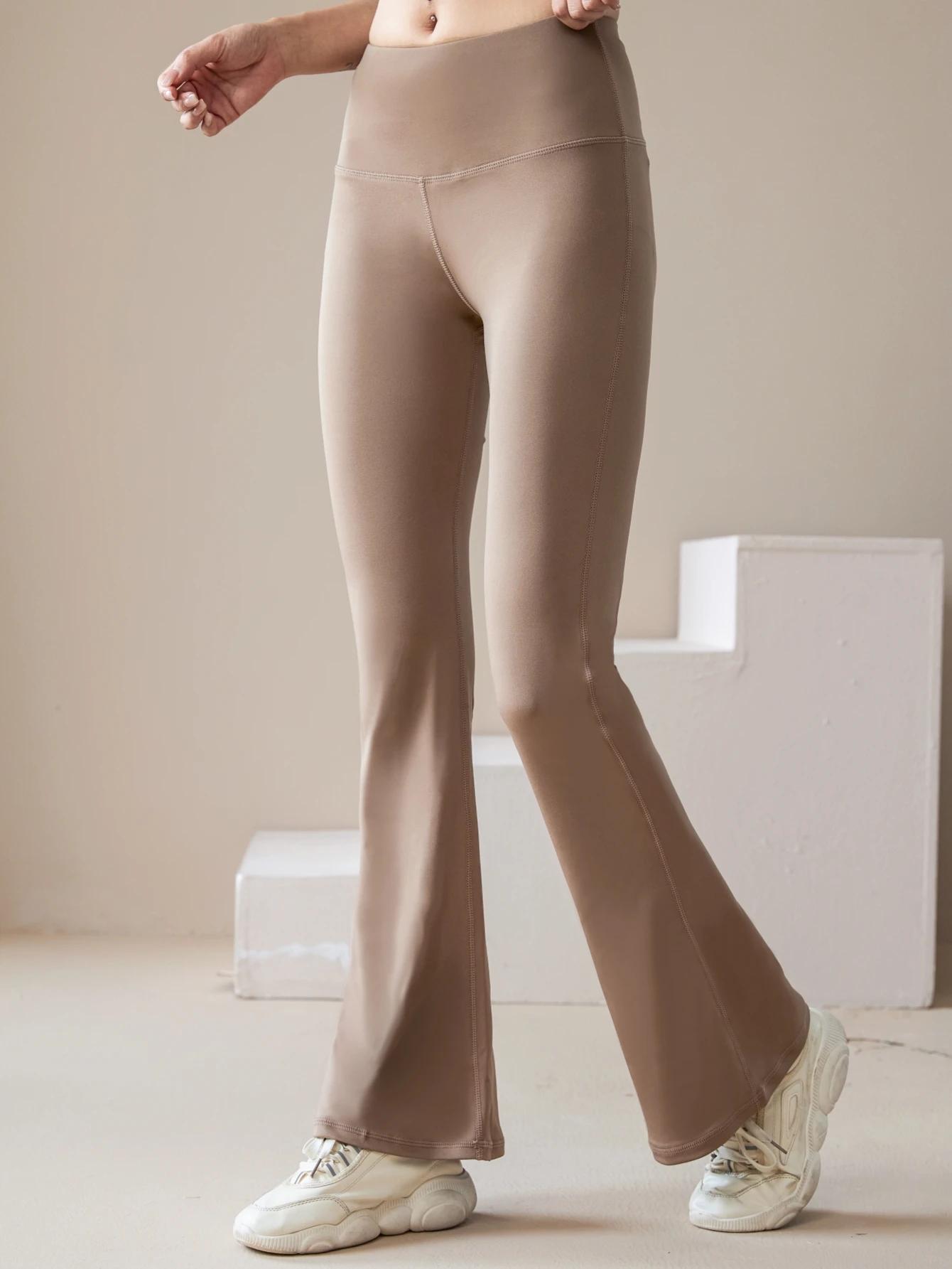 Pantalon de yoga taille haute à jambes larges pour femme, leggings de sport évasés, pantalon de cour