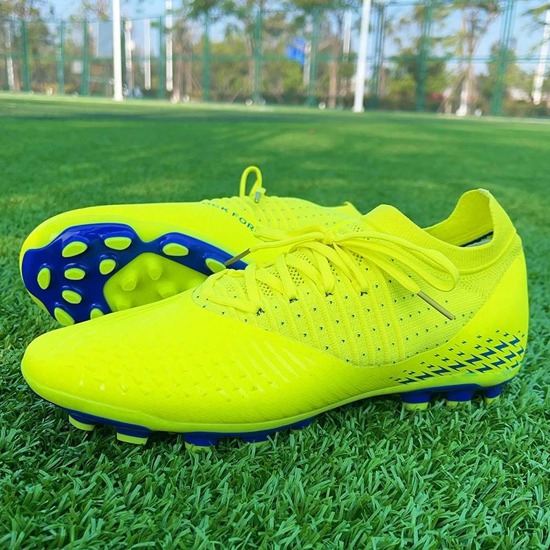 Crampons de football pour hommes et jeunes - Baskets d'entraînement en tricot respirantes