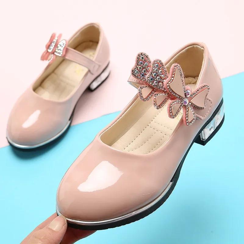 Chaussures en cuir pour filles, pour fête de mariage, chaussures de Performance pour enfants avec nœ