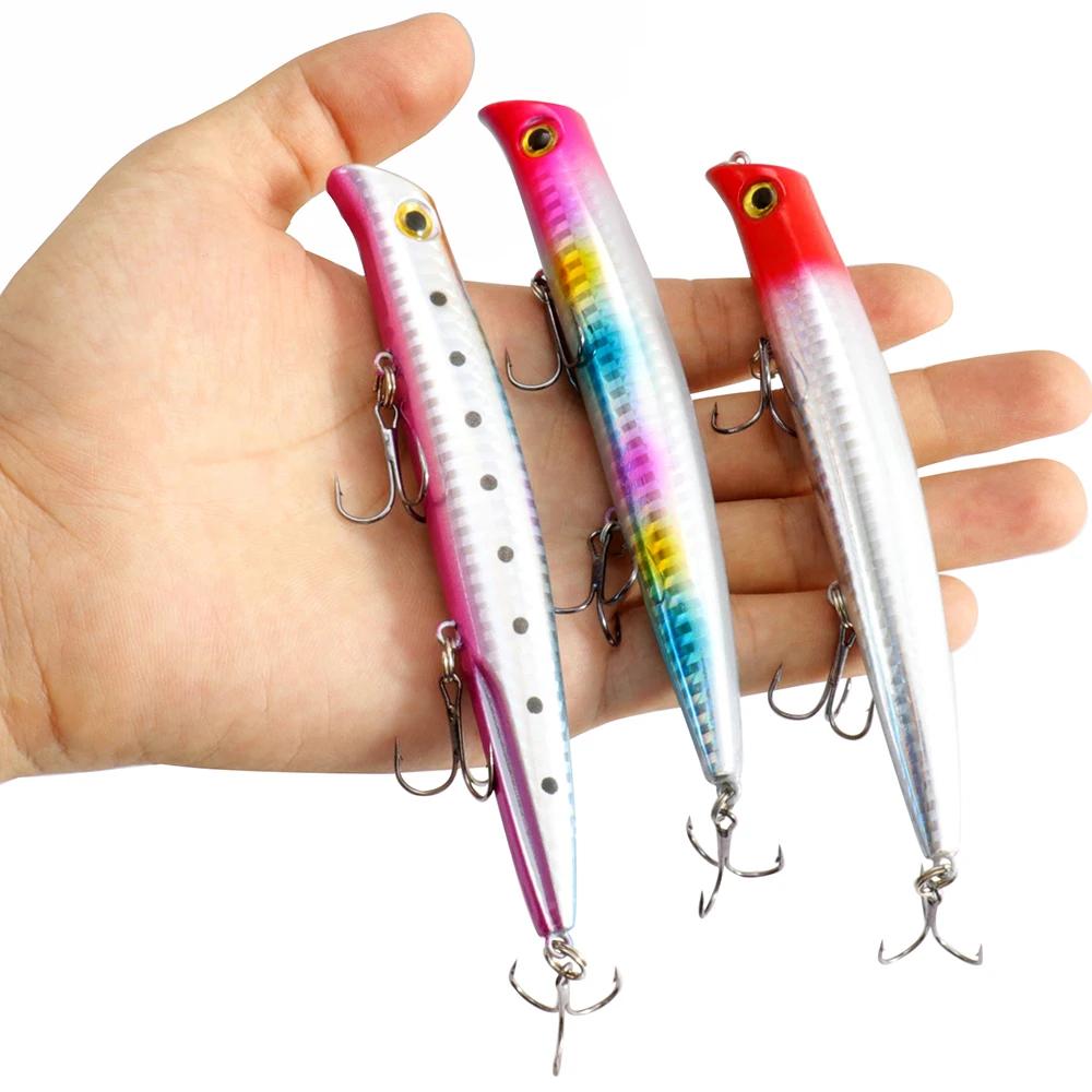 Topwater Popper leurre de pêche flottant 12.8 cm 15g 3 hameçons triples Wobbler plastique dur appât