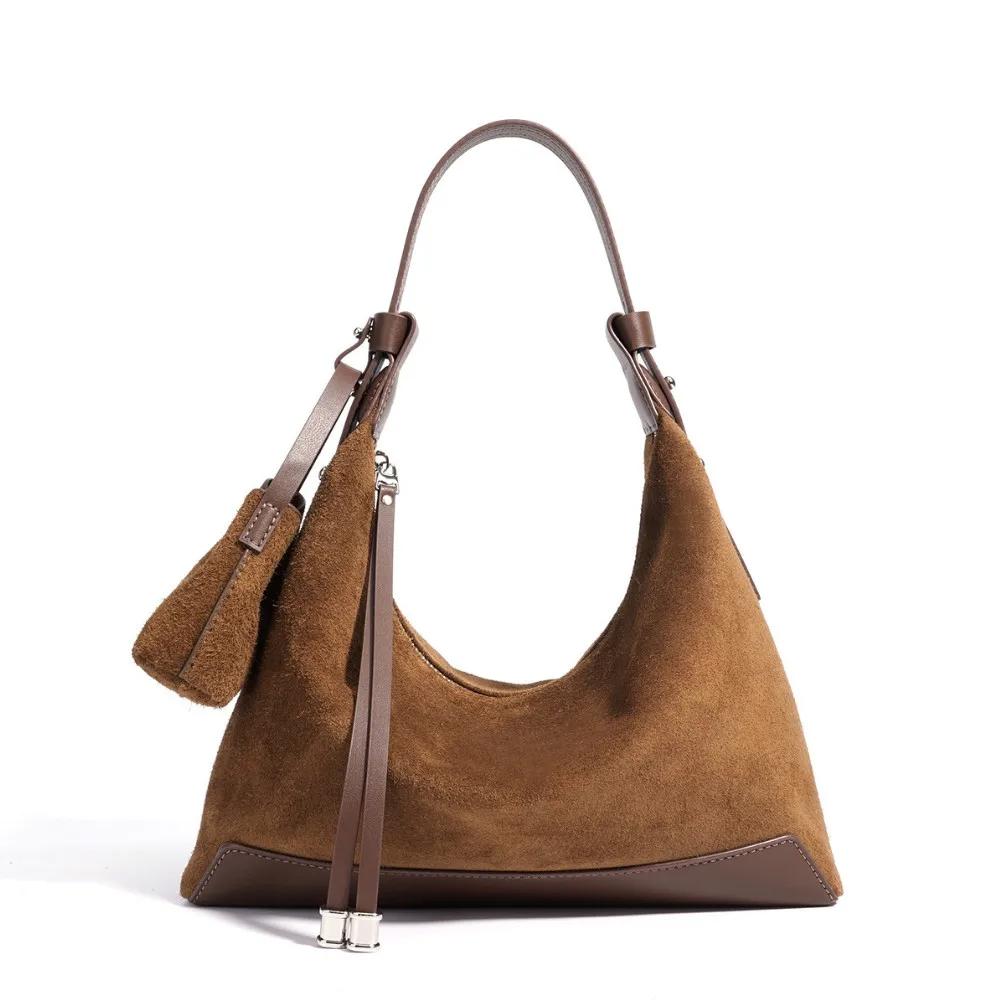 2025 nouveau daim véritable qualité femmes sac classique sac à main élégant sous les bras sac banlie
