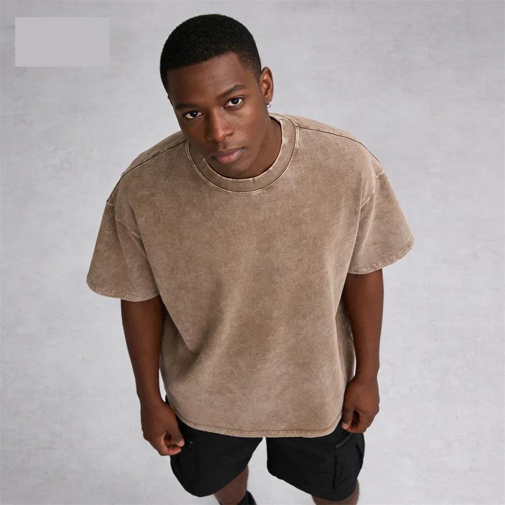 T-shirts en coton et lin pour hommes, lot de 5, style rétro, coupe ample, streetwear, col rond, coul