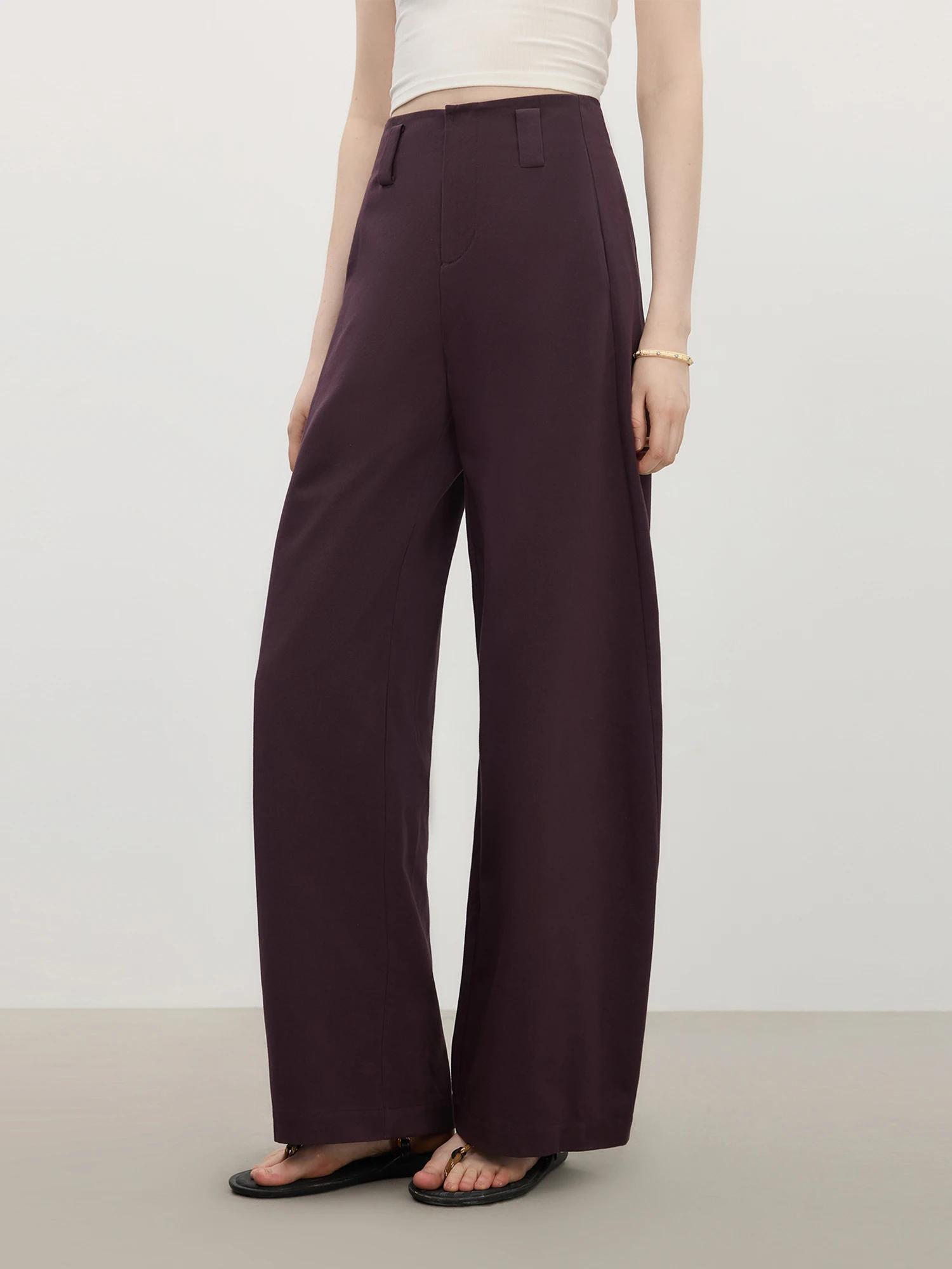 FSLE pantalon large décontracté pour femmes 2025 été nouveauté Design violet foncé Chic pantalon 25F
