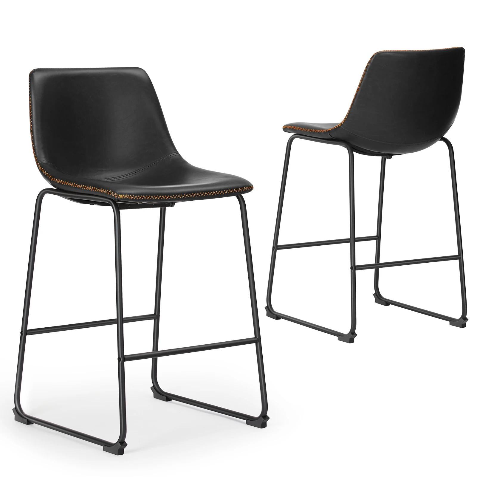 JIAN-Ensemble de 2 tabourets de bar en cuir Pu, pour salle à manger, cuisine haute, confortable, cou
