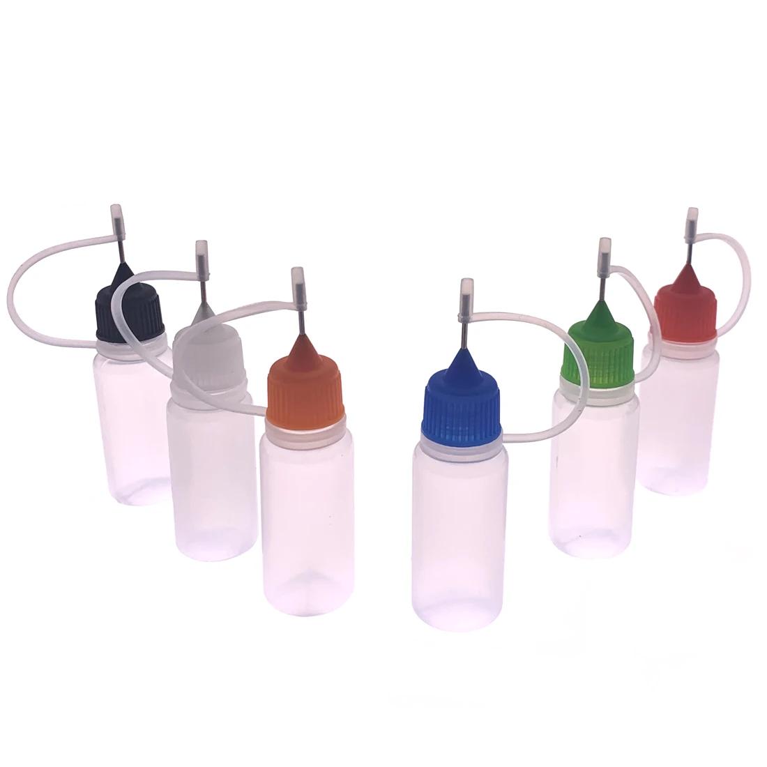 Bouteilles à presser en plastique de 10ml, pointe d'aiguille, applicateur de colle PE, outil artisan
