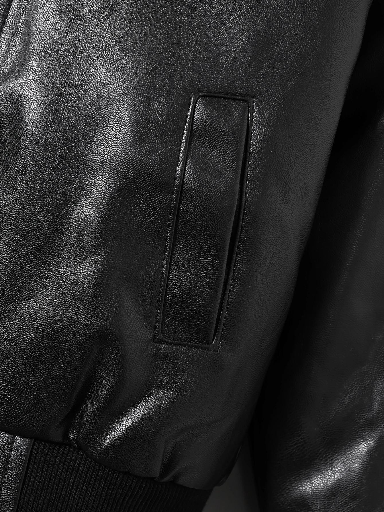 Vêtements pour enfants pour garçons, veste en cuir PU pour enfants plus âgés, veste de style moto d'