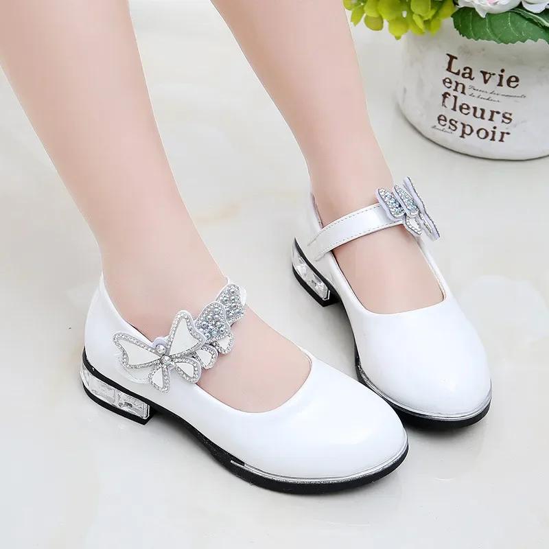 Chaussures en cuir pour filles, pour fête de mariage, chaussures de Performance pour enfants avec nœ