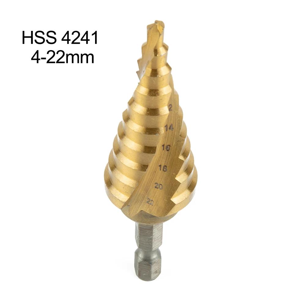 Forets étagés revêtus de titane en acier Hss 4-22mm, outils de coupe de cône étagé, coupe-trou pour